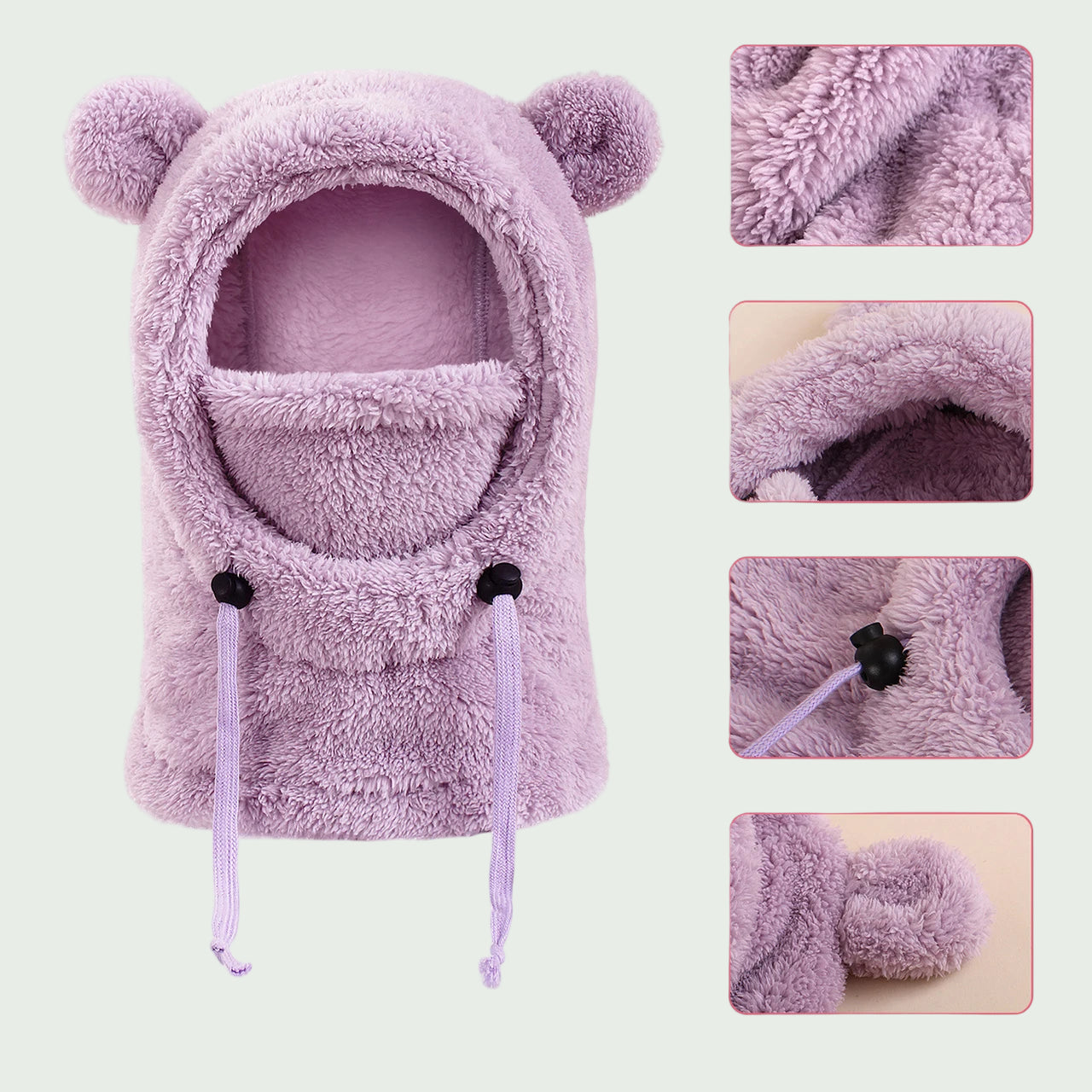 Cagoule Douce en Peluche Blanc – Chaud & Anti-Froid pour enfants (3 à 10 ans)