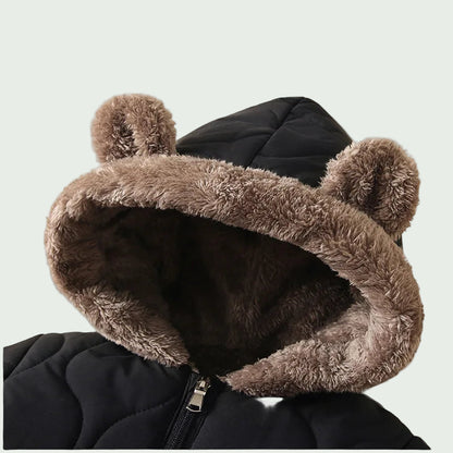Combinaison Hiver Bébé en Polaire Noire – Tenue Chaude à Capuche pour Nouveau-Né