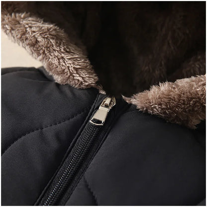 Combinaison Hiver Bébé en Polaire Noire – Tenue Chaude à Capuche pour Nouveau-Né