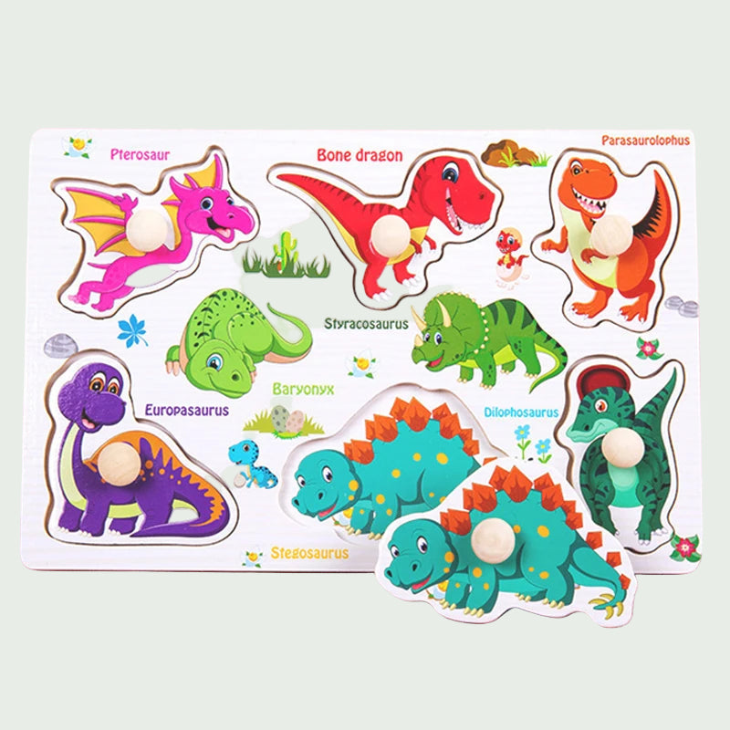 Puzzles à Saisir Montessori en Bois – Animaux, Véhicules & Fruits – Jouets Éducatifs 3D