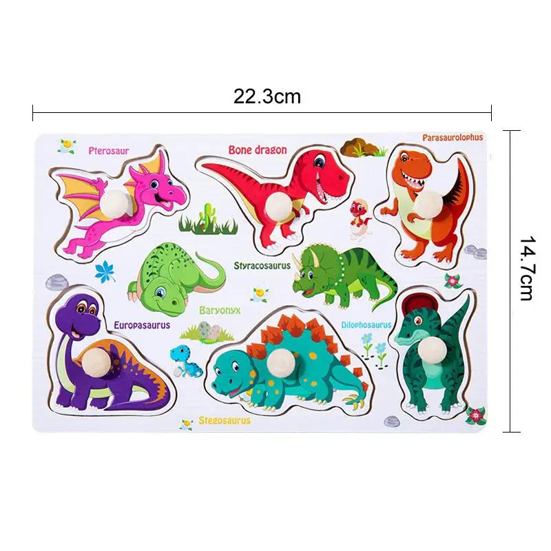 Puzzles à Saisir Montessori en Bois – Animaux, Véhicules & Fruits – Jouets Éducatifs 3D