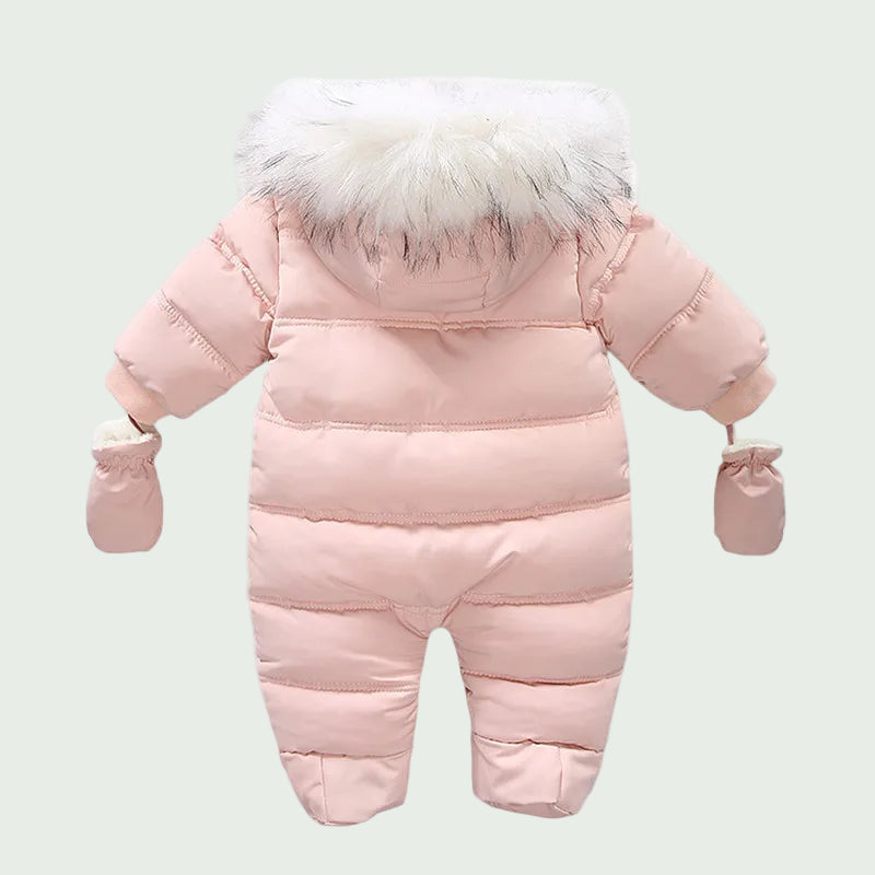 Combinaison Hiver Bébé en Velours Chaud Rose – À Capuche, 0 à 2 Ans, Garçon & Fille
