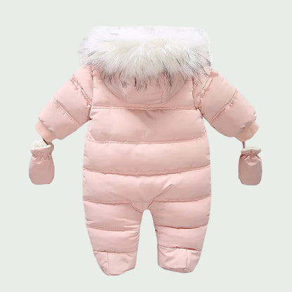 Combinaison Hiver Bébé en Velours Chaud Rose – À Capuche, 0 à 2 Ans, Garçon & Fille