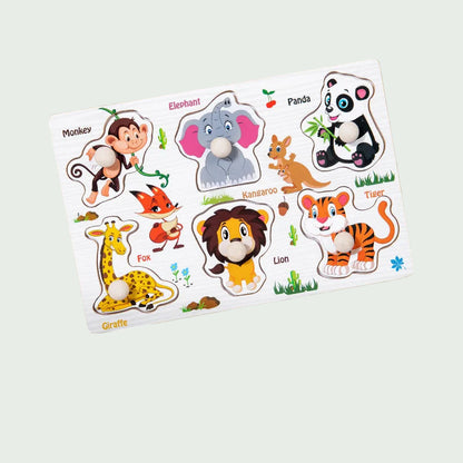 Puzzles à Saisir Montessori en Bois – Animaux, Véhicules & Fruits – Jouets Éducatifs 3D