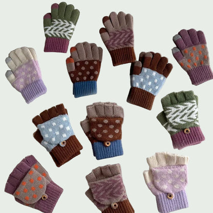 Gants Hiver pour Enfants 3–8 ans – Tricot Chaud, Cinq Doigts ou Demi-Doigts