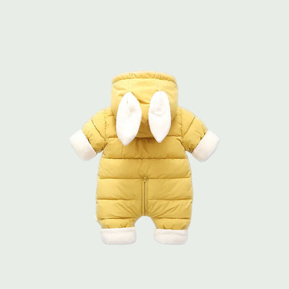 Combinaison Hiver Bébé Mauve – Combinaison Chaude en Velours avec Capuche Lapin, Garçon & Fille