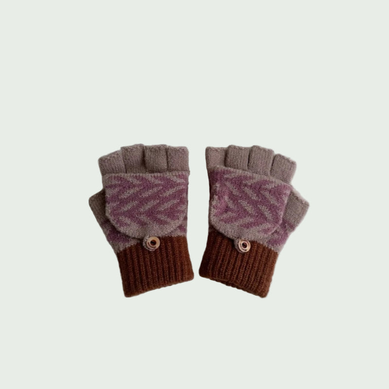 Gants Hiver pour Enfants 3–8 ans – Tricot Chaud, Cinq Doigts ou Demi-Doigts