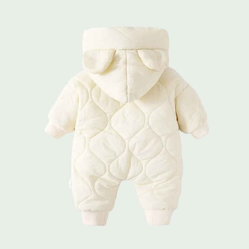 Combinaison Hiver Bébé Doublée Fourrure Verte – Motif Ourson, Chaude & Douce pour Garçon et Fille