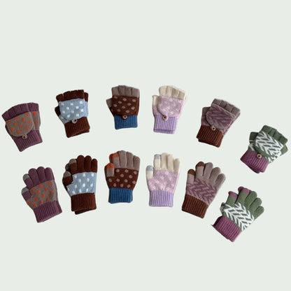 Gants Hiver pour Enfants 3–8 ans – Tricot Chaud, Cinq Doigts ou Demi-Doigts