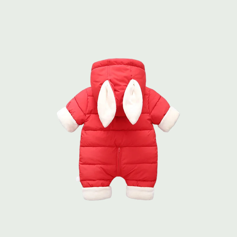 Combinaison Hiver Bébé Mauve – Combinaison Chaude en Velours avec Capuche Lapin, Garçon & Fille