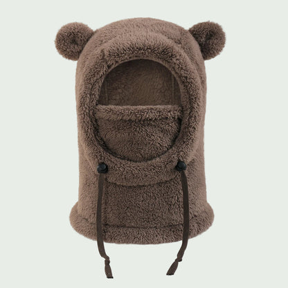 Cagoule Douce en Peluche Café – Chaud & Anti-Froid pour enfants (3 à 10 ans)