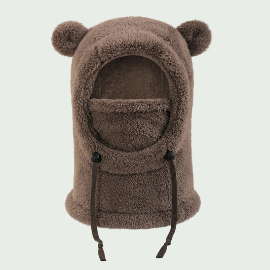 Cagoule Douce en Peluche Café – Chaud & Anti-Froid pour enfants (3 à 10 ans)