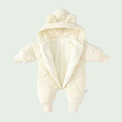 Combinaison Hiver Bébé Doublée Fourrure Verte – Motif Ourson, Chaude & Douce pour Garçon et Fille
