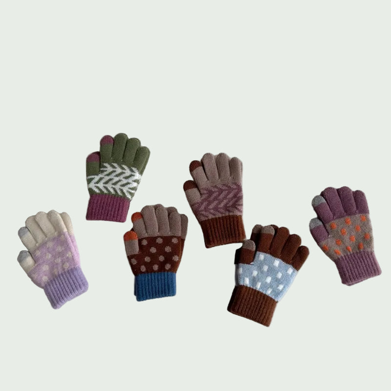 Gants Hiver pour Enfants 3–8 ans – Tricot Chaud, Cinq Doigts ou Demi-Doigts