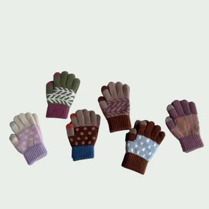 Gants Hiver pour Enfants 3–8 ans – Tricot Chaud, Cinq Doigts ou Demi-Doigts