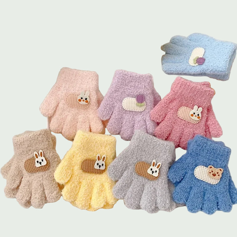Moufles Hiver pour Tout-Petits – Gants Tricotés Chauds Cartoon – 1 à 3 ans